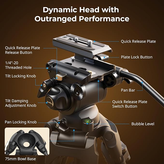 SmallRig AD-01S Video Tripod, Dual-Mode Quick Release Plate, Load up to 13.2lb