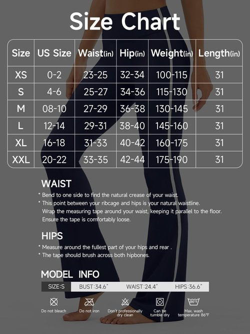 Flare Workout Leggings with Contrast Side Stripes - Track Pants High Waisted Yoga Pants for Women No Front Seam Bootcut Leggings for Gym Pilates