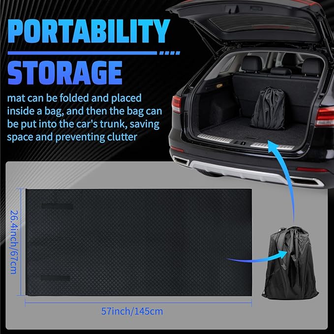 57" x 26" Rolling Creeper Mat, Double-Layer High-Friction & Non-Slip Car Repair Pad with Sponge Padding for Low Clearance Vehicles, Mechanics, Trucks
