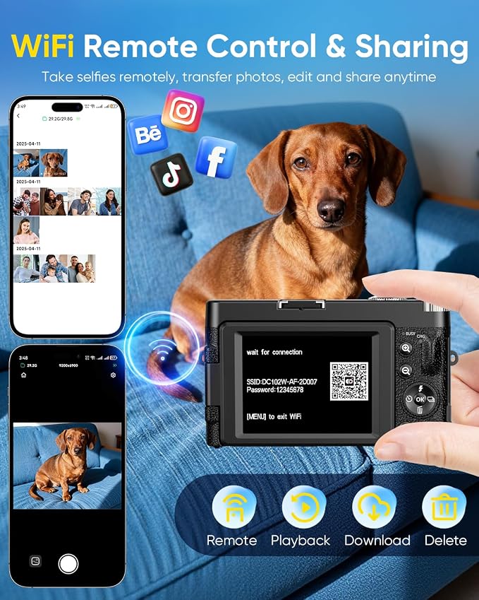 4K Digital Camera for Photography, 2026 Latest WiFi 64MP Vlogging Camera for