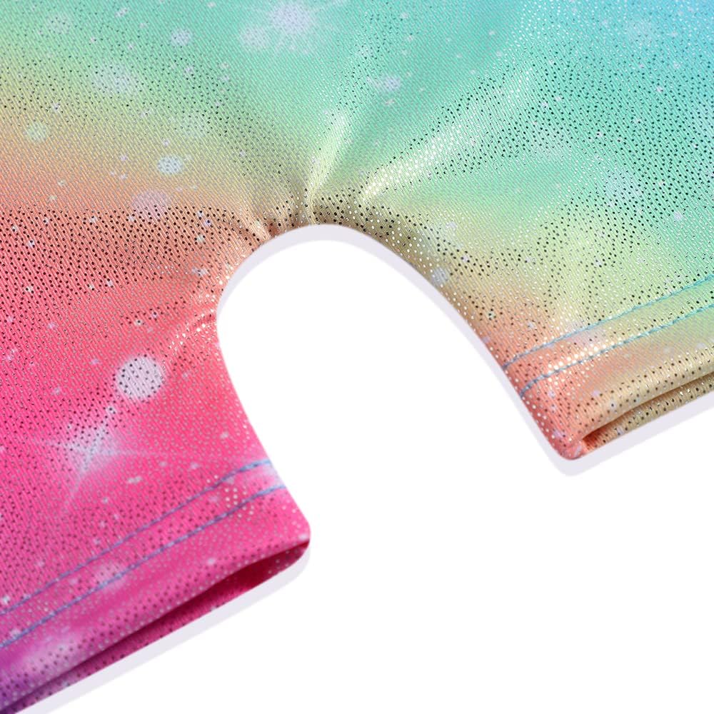 Skiennix Leotards for Girls - Shiny Mermaid Unicorn Design | Toddler Dance Wear in Blue & Hot Pink