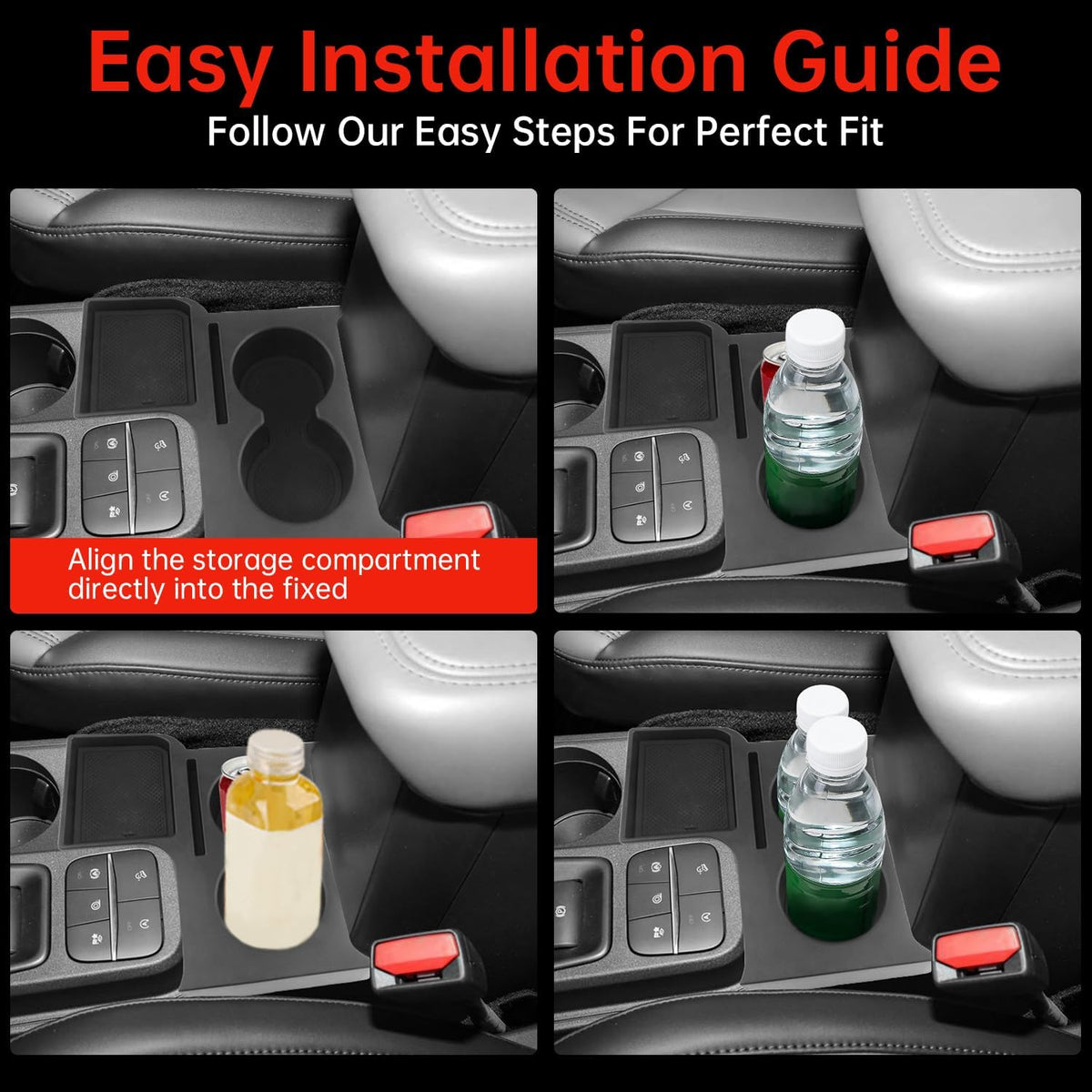 Zekrom Center Console Cup Holder Compatible with Ford Maverick 2022 2023 2024, Dual Cup Holders Armrest Box Insert Expander Organizer Tray with Mat Accessories