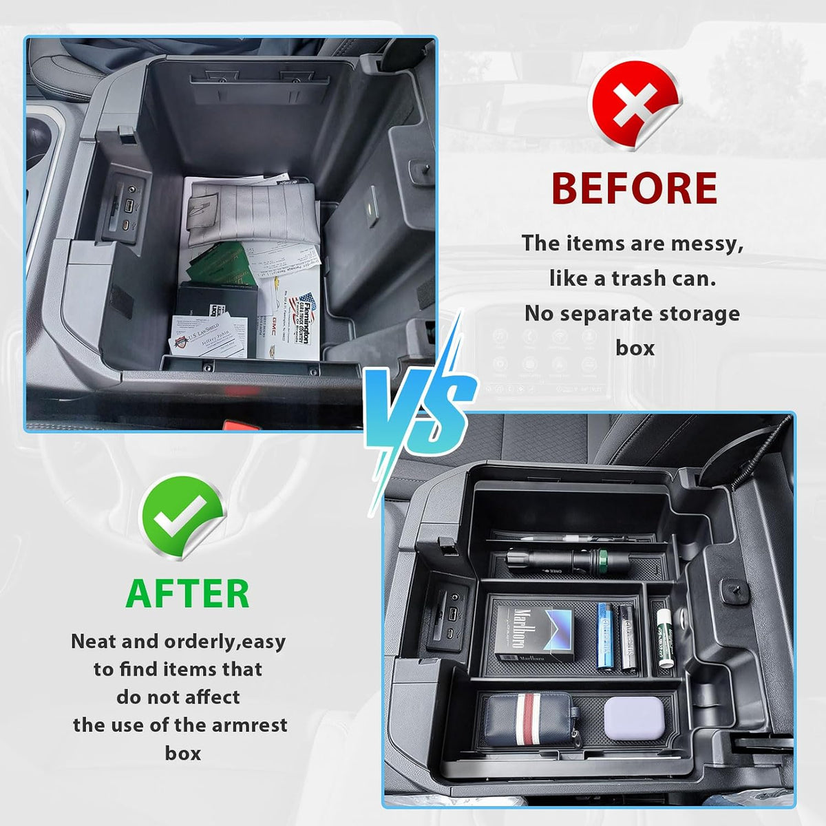Center Console Organizer for 2019-2022 Chevy Silverado/ GMC Sierra 1500