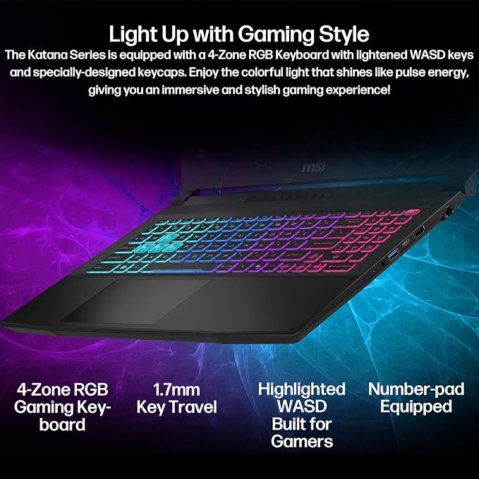 msi Katana 15 HX Gaming Laptop, Intel i7-14650HX, NVIDIA Geforce RTX 5070 | 15.6" QHD 165Hz Display, 32GB DDR5 RAM, 1TB SSD, Wi-Fi 6E, RGB Backlit, Cooler Boost 5, Win 11 Home, w/1TB Portable HDD
