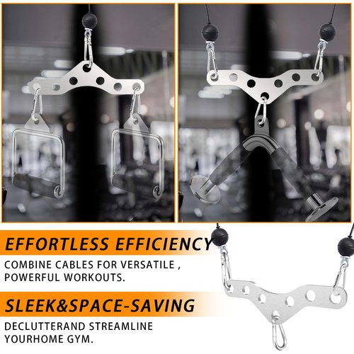 J Bryant Stainless Steel Double to Single Pulley Adaptor Plate for Cable Machine – Fitness Dual Pulley Connector with 3 Carabiners for LAT Pulldown, Triceps Pushdown, Home Gym Exercise Equipment