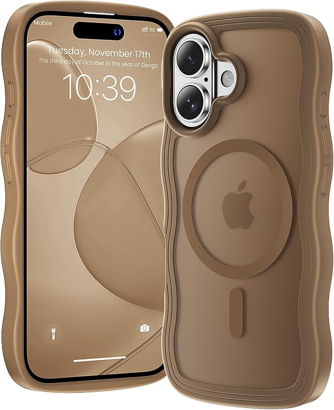 toushion for iPhone 17 Case Cute Brown, Fits MagSafe, Matte Skin Feeling Back