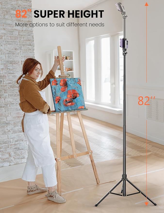 Pnitri 71'' Phone Tripod Stand, Extendable Reinforced Aluminum Phone Stand