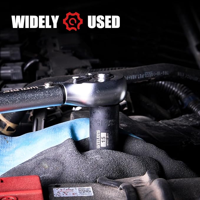 WIILDIS 70pcs 3/8" Drive Impact Socket Set,Standard SAE(5/16 to 3/4-Inch) Metric Size(8-22mm), CR-V Steel Deep Socket Kit, Adapters, Ratchet Handle, Screwdriver Bit Set, Sliding T Bar, 6 Point