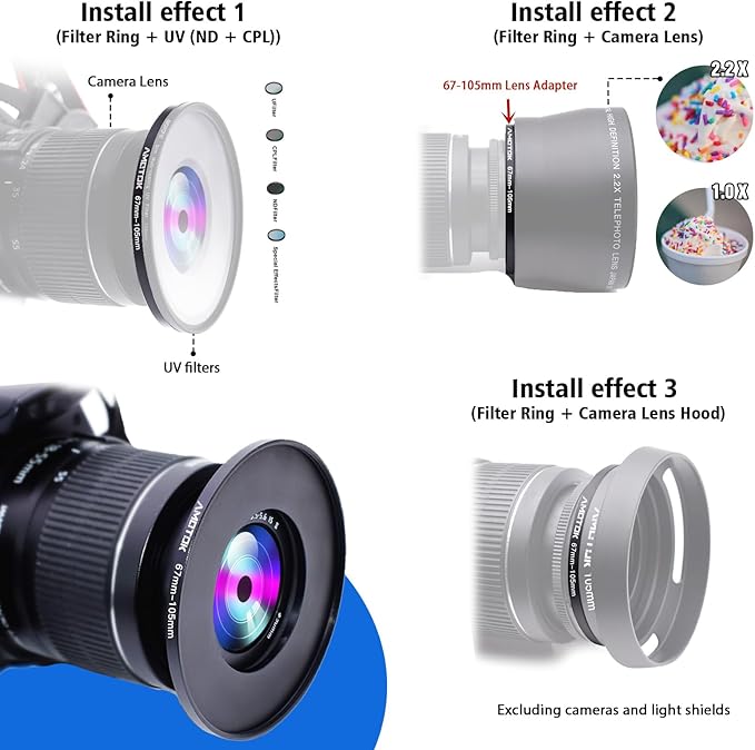 72mm Lens to 49mm Camera Lens Adapter, 72mm-49mm Filter Step-Down Ring