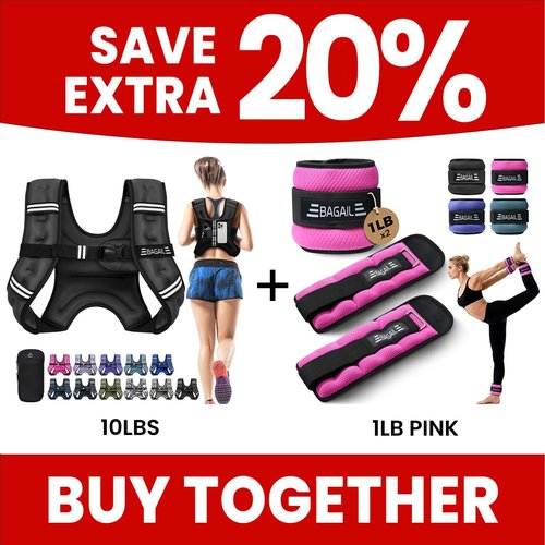 BAGAIL 10 lb Weighted Vest - Black | Ankle & Wrist Weights 2 lb - Pink for Enhanced Workouts