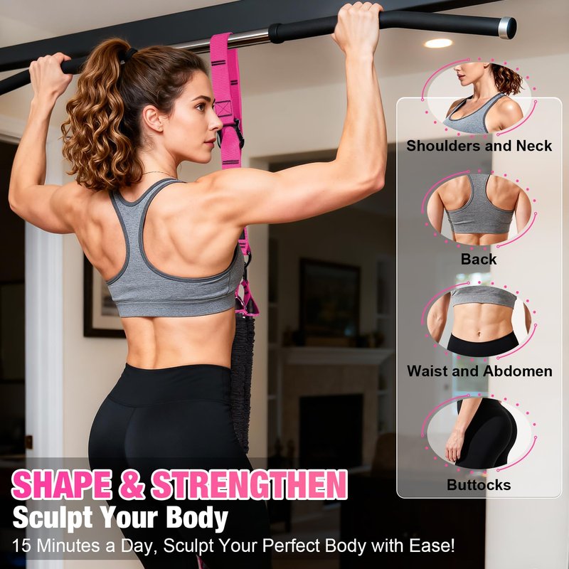 Pull Up Assistance Bands for Women, Heavy Duty Resistance Bands with Handles, Exercise Band with Door Anchor, Workout Band Set for Pull Up Bar, Full Body Sculpting,Muscle Training, Recovery, Home Gym