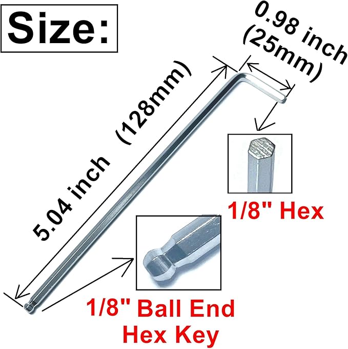10pcs 1/8 Ball End Allen Wrench sets,1/8" Hex Key Wrench set,allen key Door Key L Shaped hex wrench set with Long Arm.