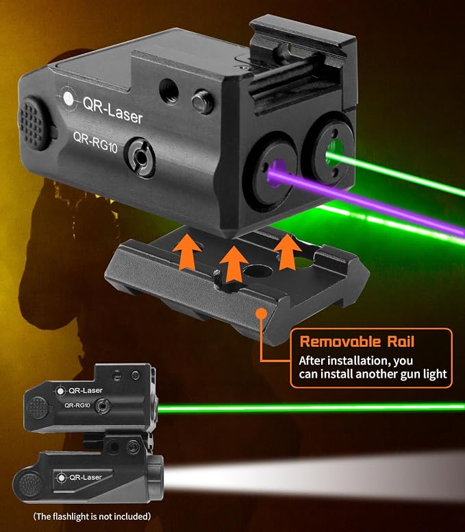 Red Green Purple Blue Laser Light Combo, 800 Lumens Tactical Flashlight Laser
