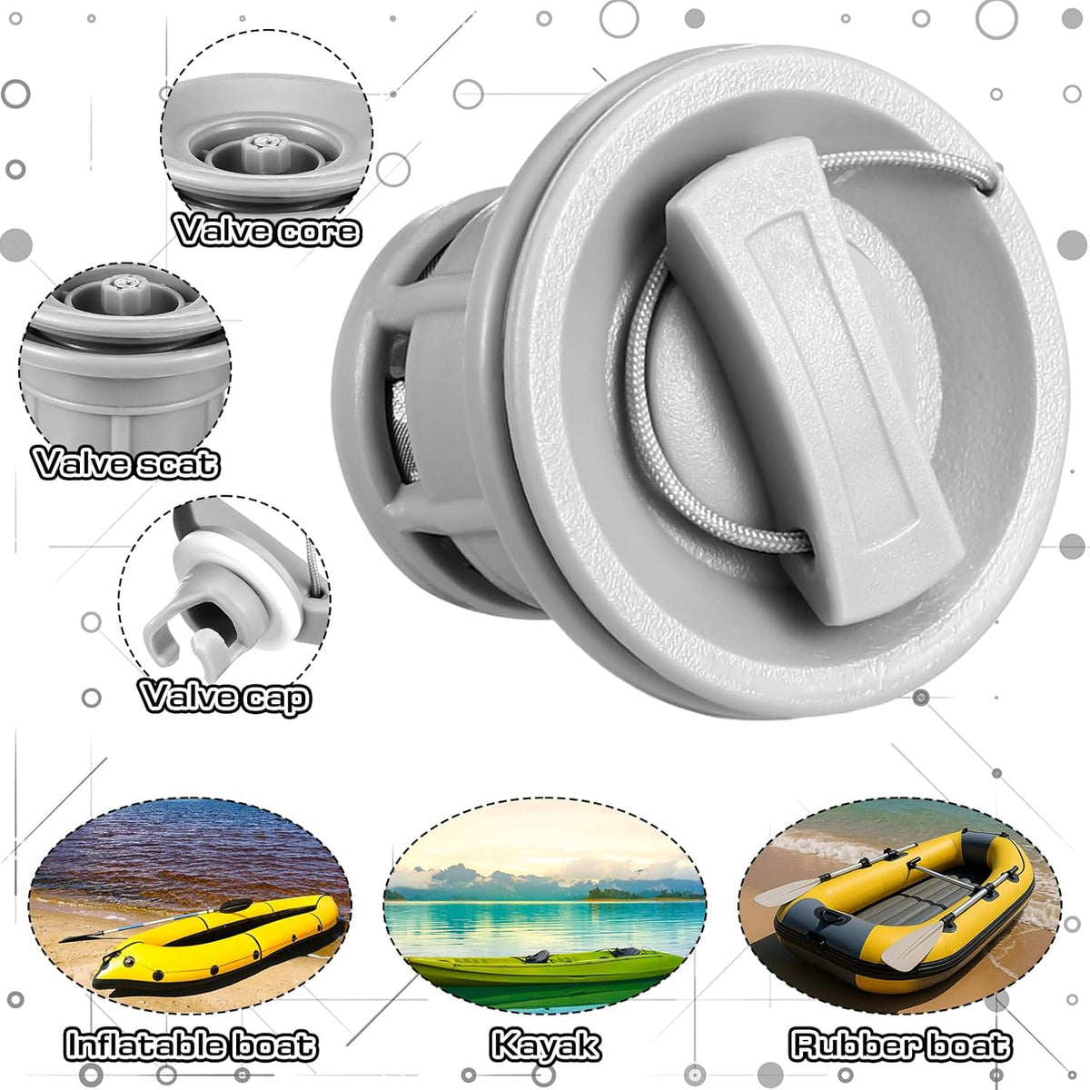 Skiennix 4 Pack Boat Air Valve - Dual Seal Spiral Gaskets for Kayak & Canoe Accessories