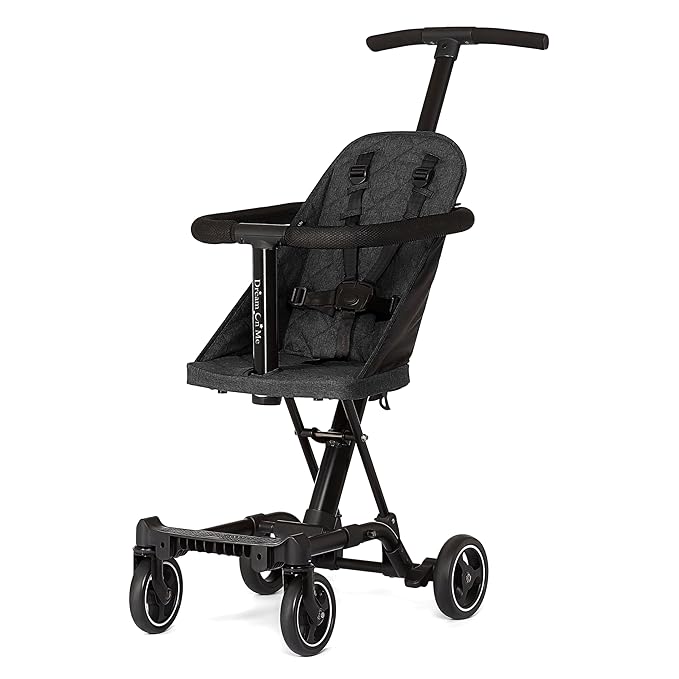 Dream On Me Coast Rider Travel Stroller, Lightweight & Compact Baby Stroller, Theme Park Approved, Book-Folding Design, Adjustable Handle, Soft-Ride Wheels, Converts to Rider & Scooter - Black