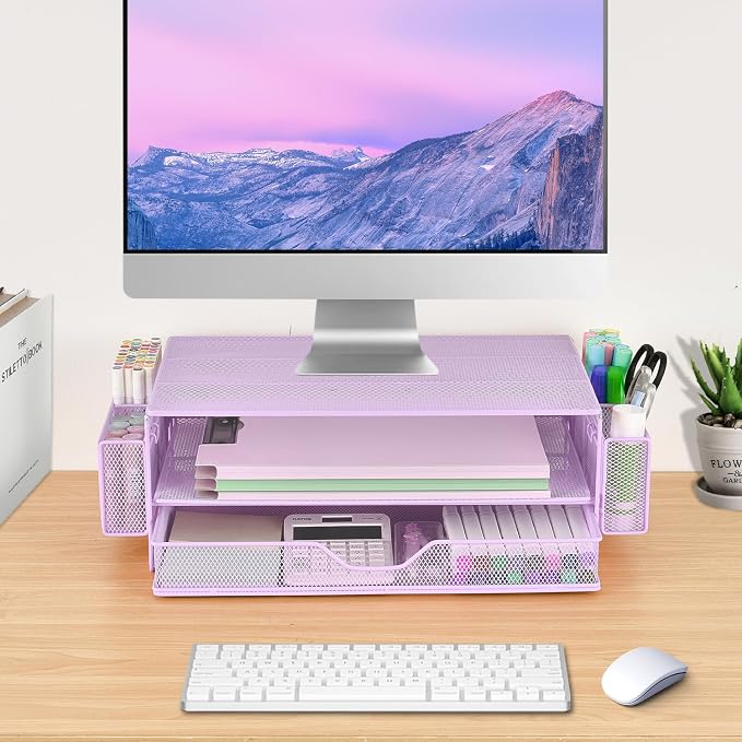 AUPSEN Computer Monitor Stands Riser，2-Tier Desk Organizers and Accessories