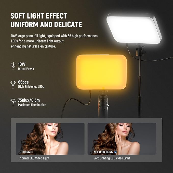NEEWER BASICS 2 Pack LED Video Panel Light, Video Conference Lighting Kit