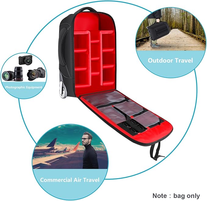 Neewer 2-in-1 Rolling Camera Bag Backpack Suitcase Style Convertible