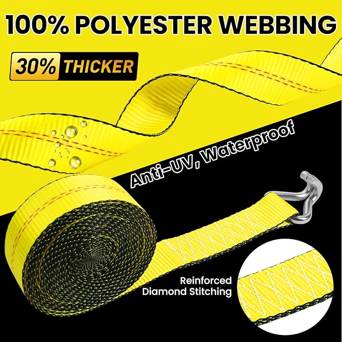 2 Inch Ratchet Straps Heavy Duty - 20ft Ratchet Tie Down Straps with J Hook - 10,000lb Break Strength Ratchet Tie Down Strap - Heavy Duty Ratchet Straps - Cargo Straps for Truck, Lawn Equipment