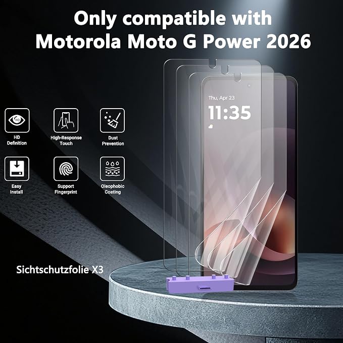 3 Pack Screen Protector for Motorola Moto G Power 2026, TPU Film