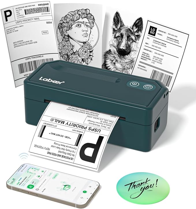 Labeer Bluetooth Thermal Shipping Label Printer, Wireless 4x6 Label Printer