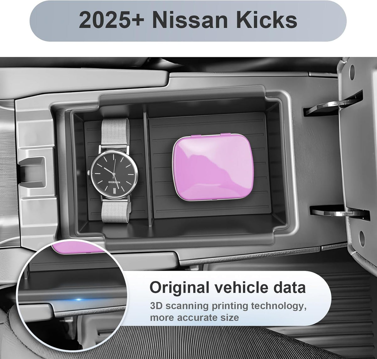 SKTU for 2025 2026 2027 Nissan Kicks Accessories Center Console Organizer for 2025 2026 2027 Nissan Kicks (S/SV/SR) Console Tray 2025 2026 2027 Kicks SR Accessories ABS Materials Insert Tray-Durable