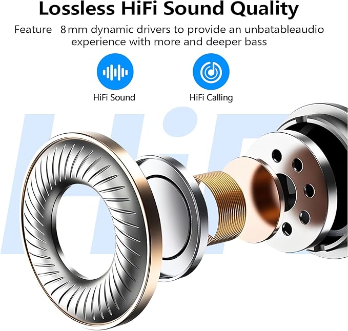 kurdene Wireless Earbuds Bluetooth 5.3 Light Weight in Ear Headphones | Premium Sound Bass Ear buds with Charging Case,Smart Touch Control,Built in Mics Headset,Clear Calls for Sports Workout