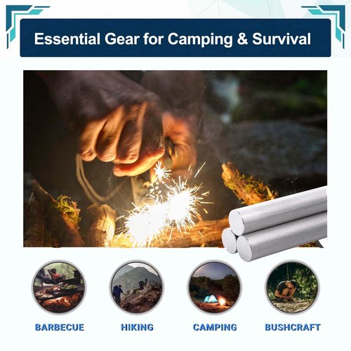 10-Pack 99% Pure Magnesium Fire Starter Rods (3.5x0.63 Inch) Compatible with Camping Survival & Outdoor Emergencies