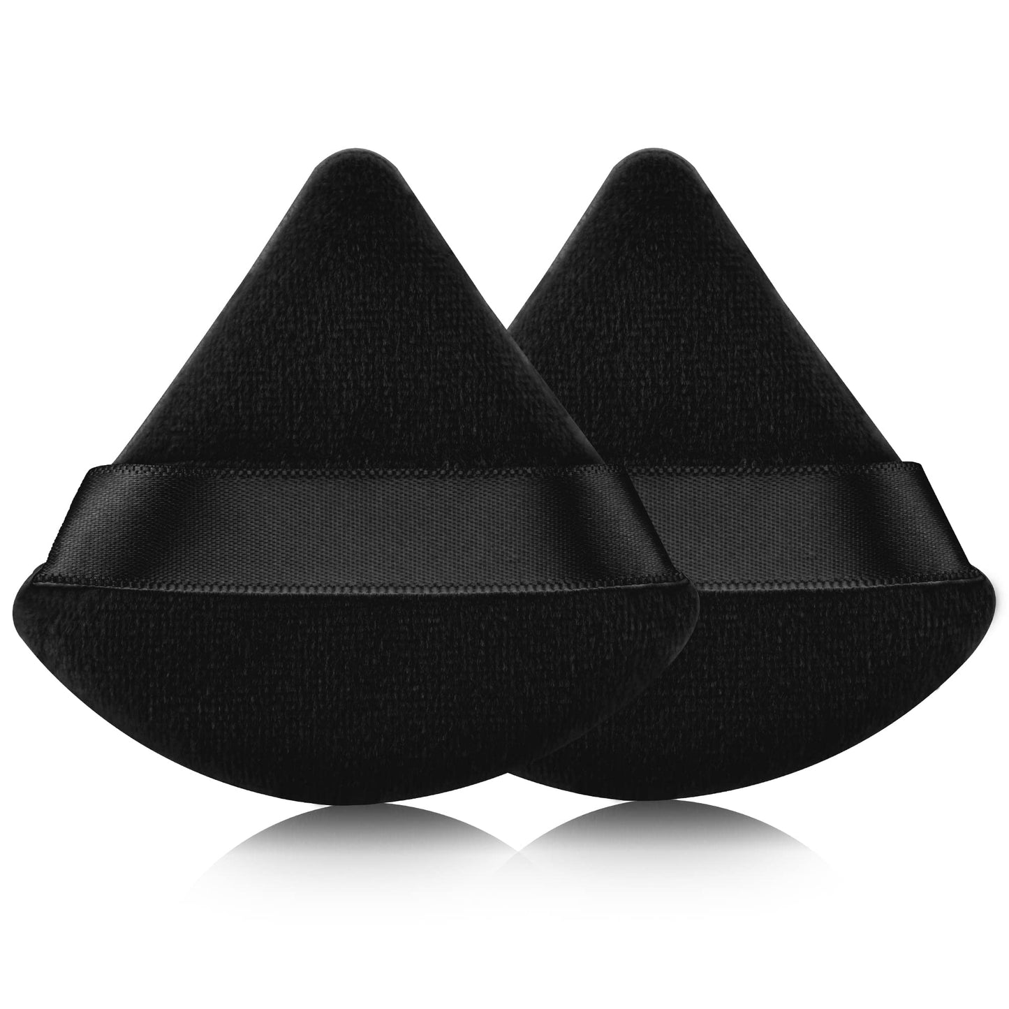 2 Pcs Evaouxiu Triangle Powder Puff For Face Powder, Soft Plush Setting Powder Puff, Velour Cosmetic Foundation Blender Sponge B