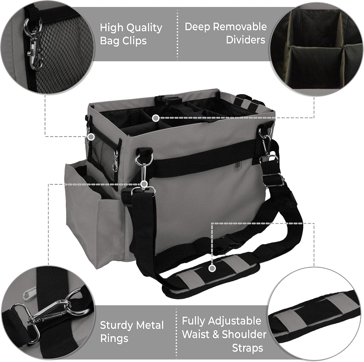Car Trunk Organizer - Large Capacity Storage Bag with Adjustable Straps | Collapsible Auto Organizer for SUV Sedan Backseat | Durable Easy Clean Gray