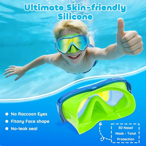 MOMUSE Kids Swim Goggles - Soft Fabric Strap, 3D No-Leak Design, UV Protection | Ages 3-14