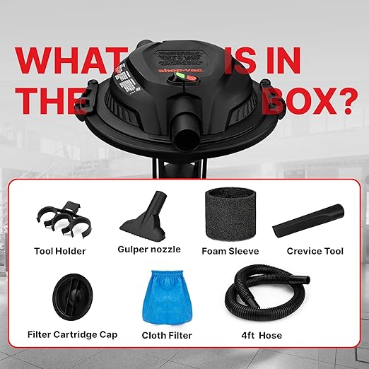 Shop-Vac 2.5 Peak HP Wet/Dry Vac Bucket Head, Fits 5 Gallon Bucket (Sold Separately), Portable Shop Vacuum, 1.25 Inch Diameter x 4 Foot Hose, 6 Foot Cord, Ideal for Jobsite, Garage, Workshop & Home