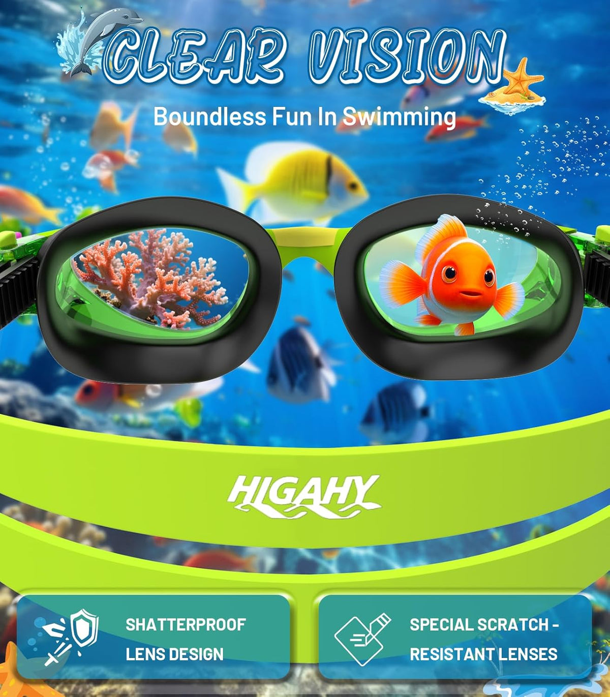 Skiennix Swim Goggles - Anti-Fog UV Protection | Leakproof Design for Kids Aged 6-14