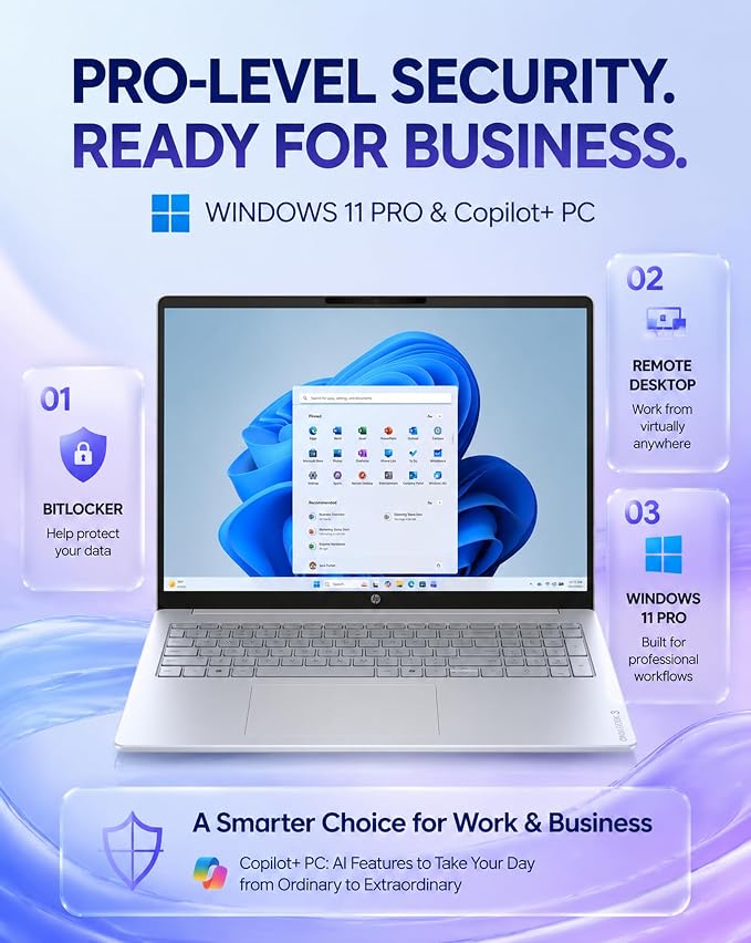 HP OmniBook 3 17.3" Touchscreen Laptop, AMD Ryzen 5 130 Processor (Up to 4.55 GHz), 32GB RAM, 1TB SSD, FHD IPS Display, Backlit Keyboard, Windows 11 Pro, Radeon 660M Graphics, Wi-Fi 6, Copilot+ PC