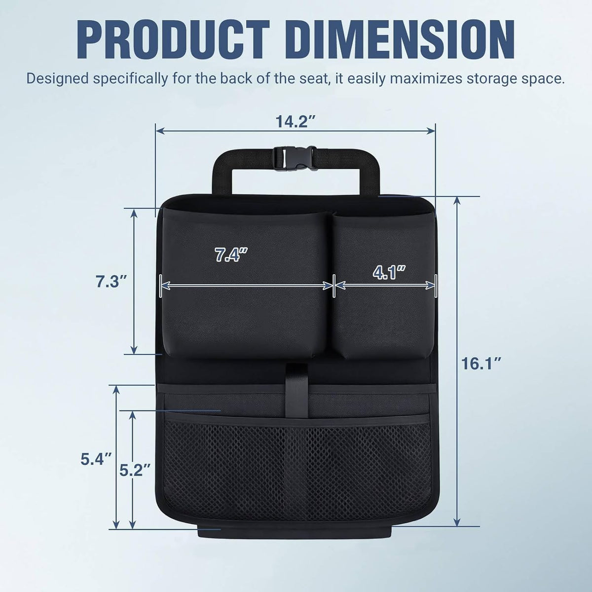 Nilight Car Seat Back Organizer 1PC Black Oxford Fabric Universal