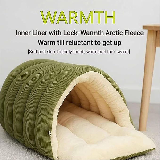 Expectation Cat Bed, Removable and Washable Winter Closed-Off Cat Bed, Soft Fluffy Warm Autumn/Winter Cats House, Washable Non-Slip Pet Sleeping Bag for Indoor Cats Small Dogs (F,Medium)