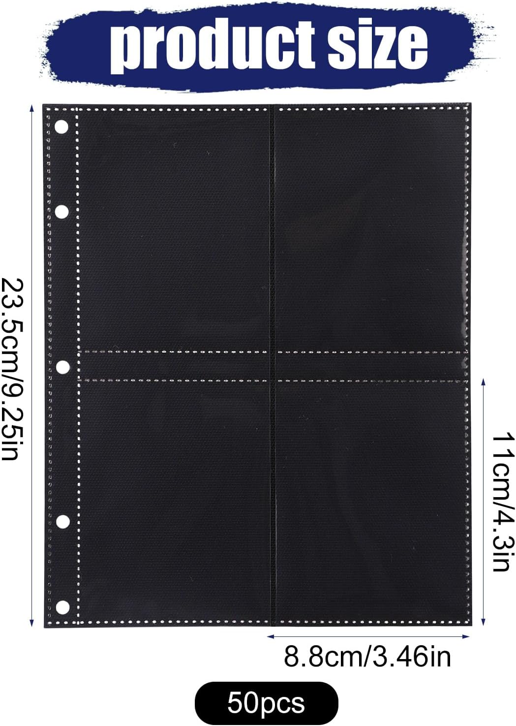 Skiennix 50pcs Trading Card Binder Pages - Double-Sided 4 Pocket Sleeves for Sports Collectibles