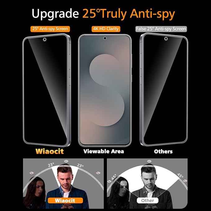 Wiaocit 3 Pack Tempered Glass Privacy Screen Protector