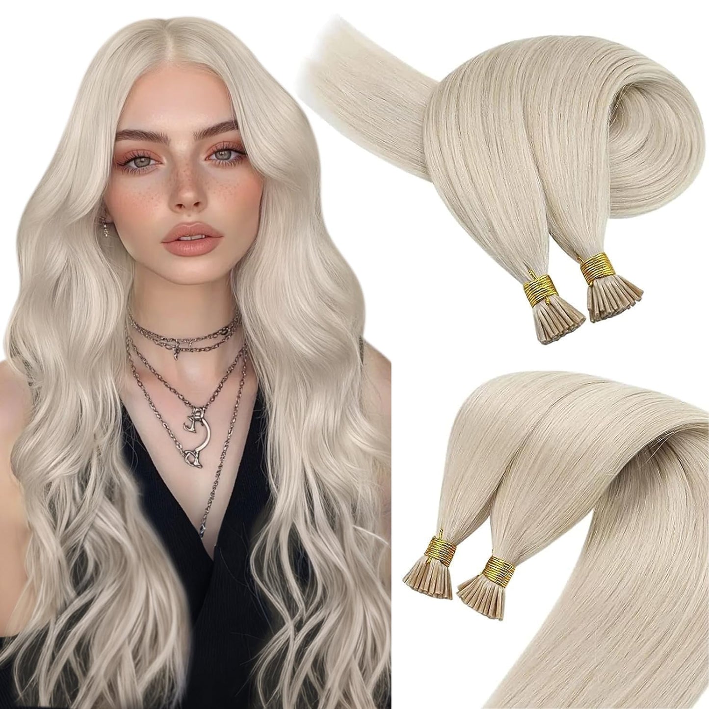 Sunny Hair Itip Human Hair Extensions Add Length Platinum Blonde I Tip Hair Extensions Human Hair Blonde Itip Hair Extensions Re