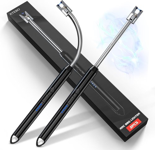 KTEBO Plasma Arc Electric Lighters - Rechargeable USB Long Reach for Candles & BBQ | Windproof Design - 2 Pack