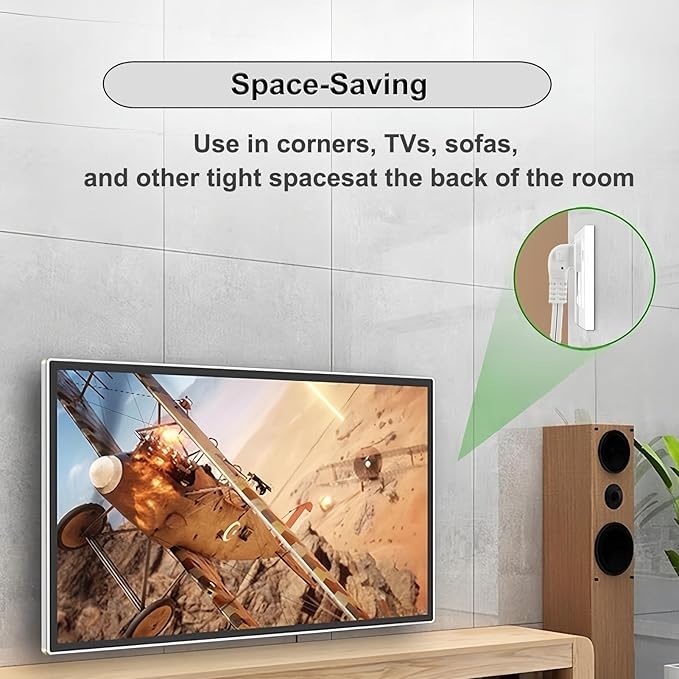 Power Cord Extension and Splitter,2-Pack White 2 Prong,Power Splitter with 90°Right Angle Plug -2 Way Outlets Splitter Extension Cord for Indoor/Outdoor Use