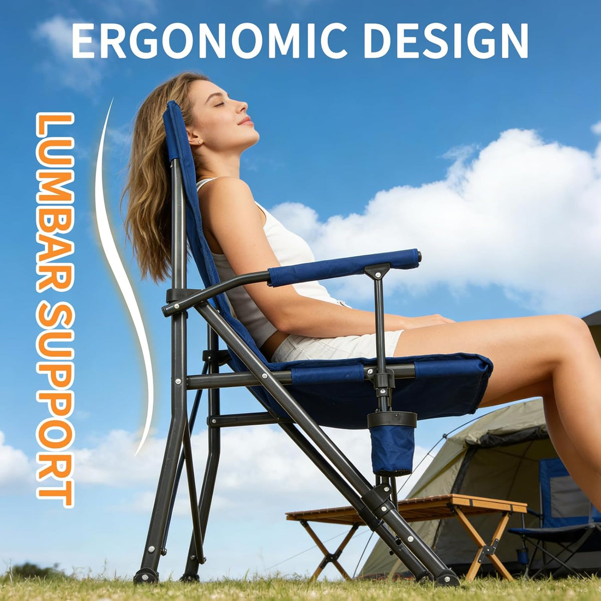 Romswi Heavy Duty Oversized Camping Chairs - 500 LBS Capacity | 2-Pack with Cup Holder & Side Pocket