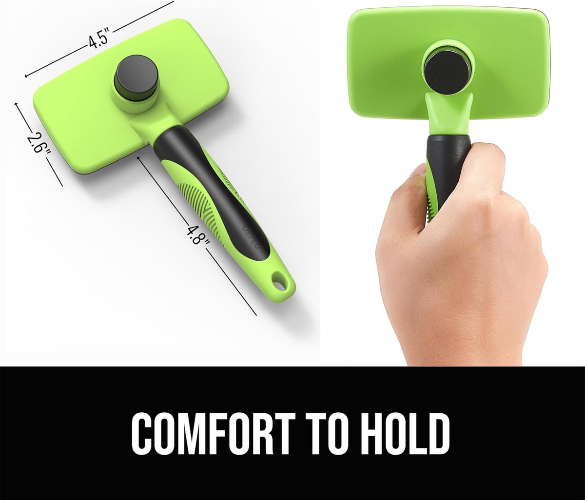 Skiennix Self-Cleaning Slicker Brush - Skin-Friendly Grooming Tool for Dogs & Cats | Green