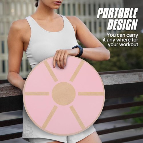MADOG Wooden Wobble Balance Board - Anti-Skid Sandpaper Core Trainer for Adults | 15.5" Home Gym Stability