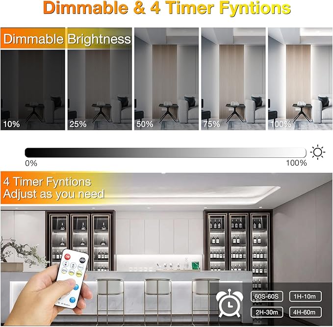 DAYBETTER COB LED Strip Light,LED Lights for Bedroom 16.4ft,Daylight White 6500K Dotless LED Light Strip,3200 LEDs Super Bright Dimmable 24V Flexible Tape Lights with Remote,Kitchen,Cabinets Lighting