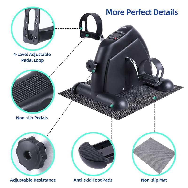 Under Desk Bike Pedal Exerciser, Mini Exercise Bike Portable Peddler Sitting for Seniors with LCD Display Sportneer Foot Cycle Arm & Leg Bike Pedals Exerciser with Anti-Skid Mat for Home Office