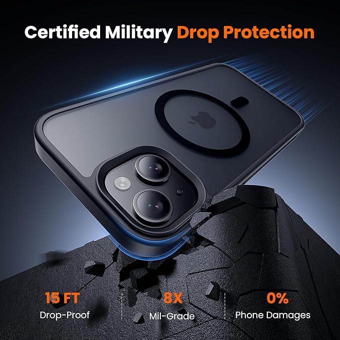 toushion 3 in 1 for iPhone Case Clear, Shockproof for iPhone 14, Matte Black
