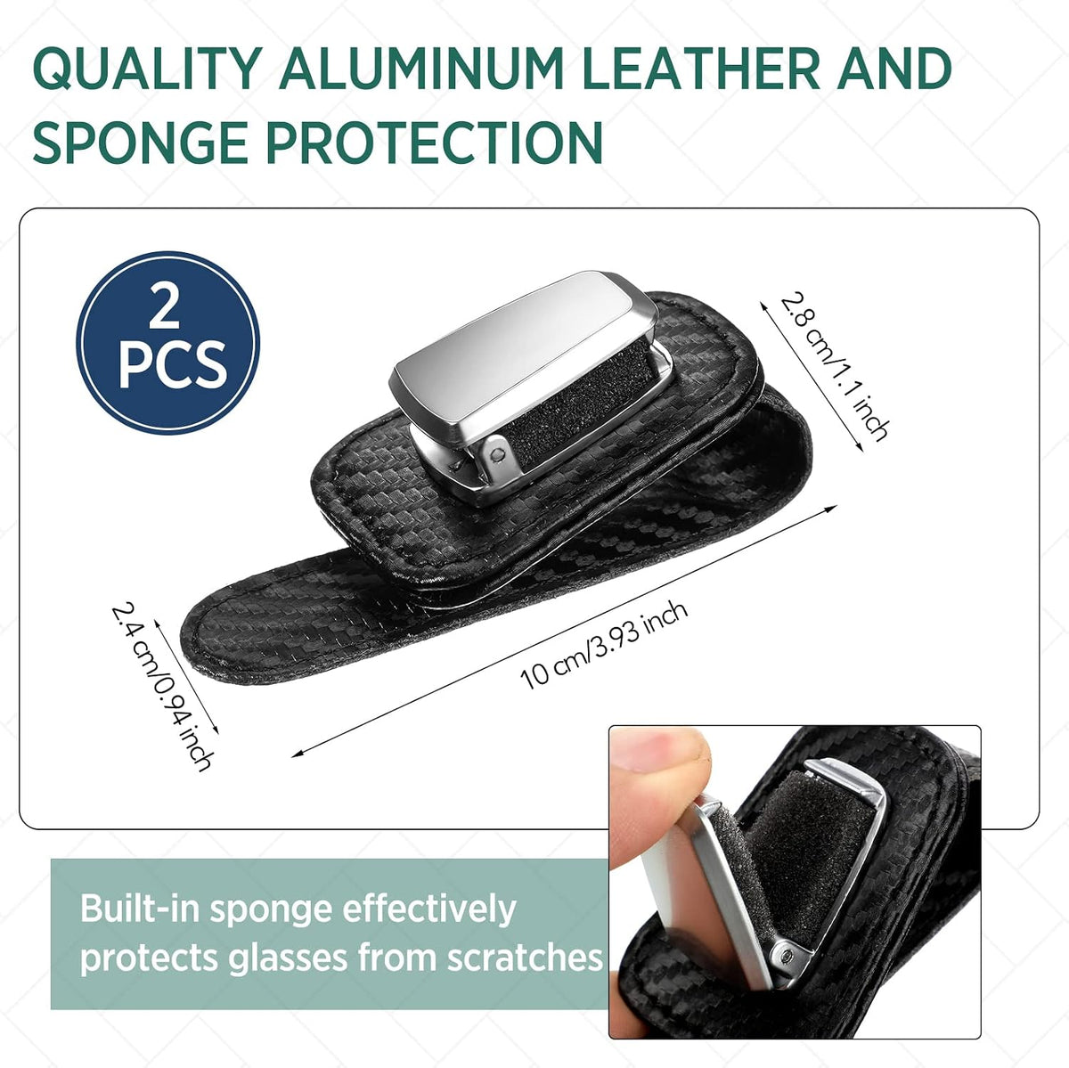 Mudder 2 Packs Sunglasses Holder for Car Universal Visor Sunglasses Holder Clip Leather Eyeglasses Hanger and Ticket Card Clip Eyeglasses Mount for Car(Light Black)