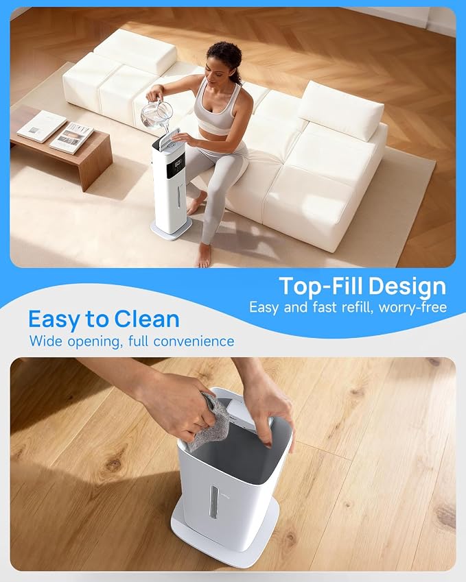 Warm & Cool Mist Humidifiers for Bedroom, Top-Fill Humidifier Large Room with Essential Oil Diffuser, Large Room Humidifiers for Home Baby Nursery Office Plants, White