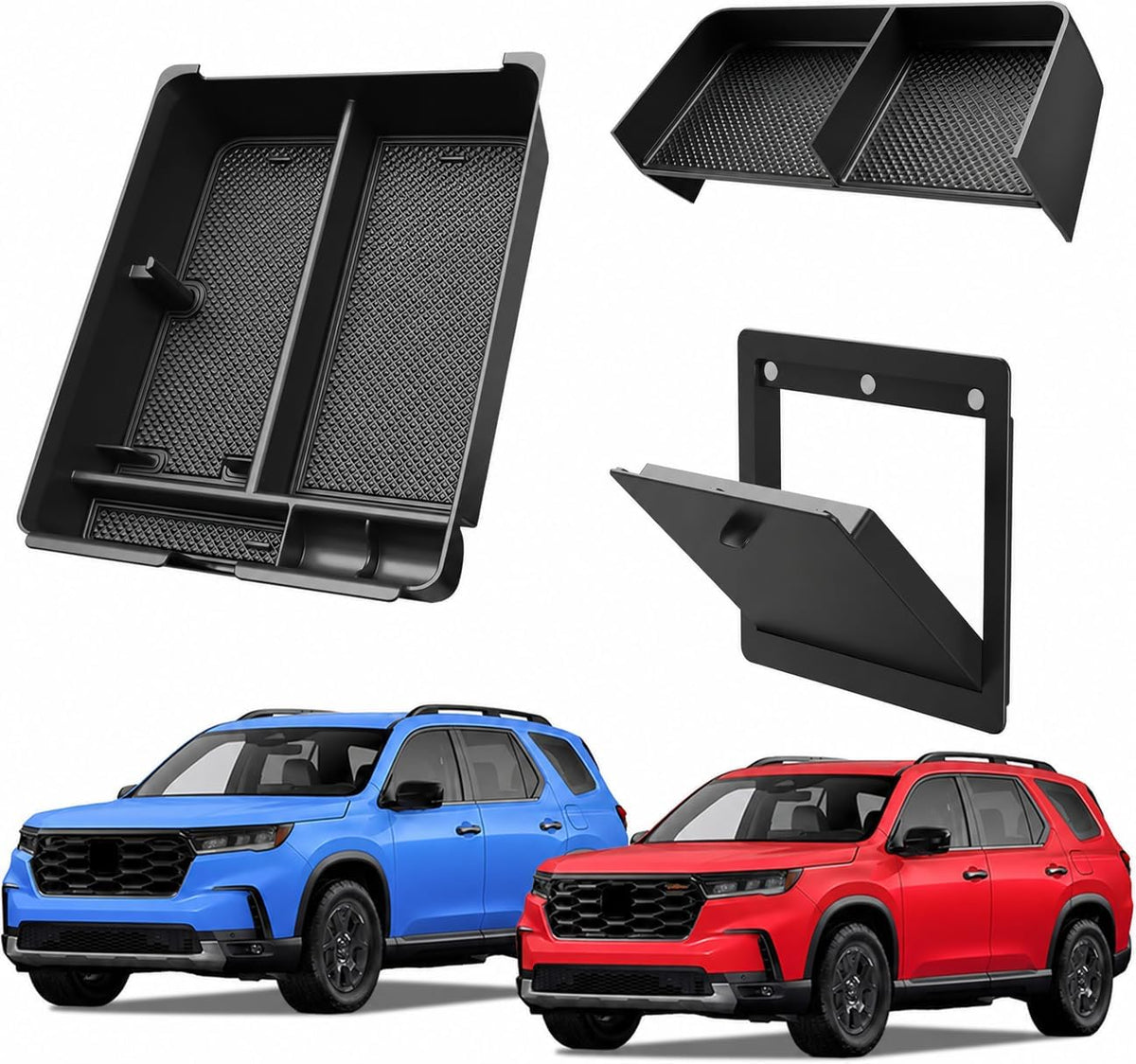 3PCS Center Console Organizer Set Accessories Compatible with Honda Pilot 2023–2026 & Honda Passport 2026 – Includes Dash Tray, Hidden Storage Box & Center Console Divider, Keep Your Cabin Neat
